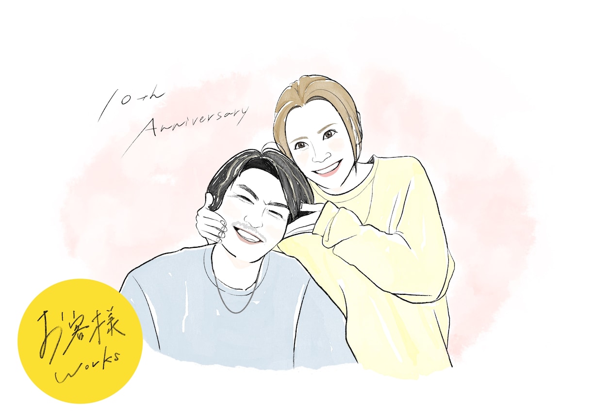 おしゃれ似顔絵◎プレゼントに喜ばれます 結婚祝い・誕生日等にオススメ◎ポストカード納品2,000円〜 イメージ4