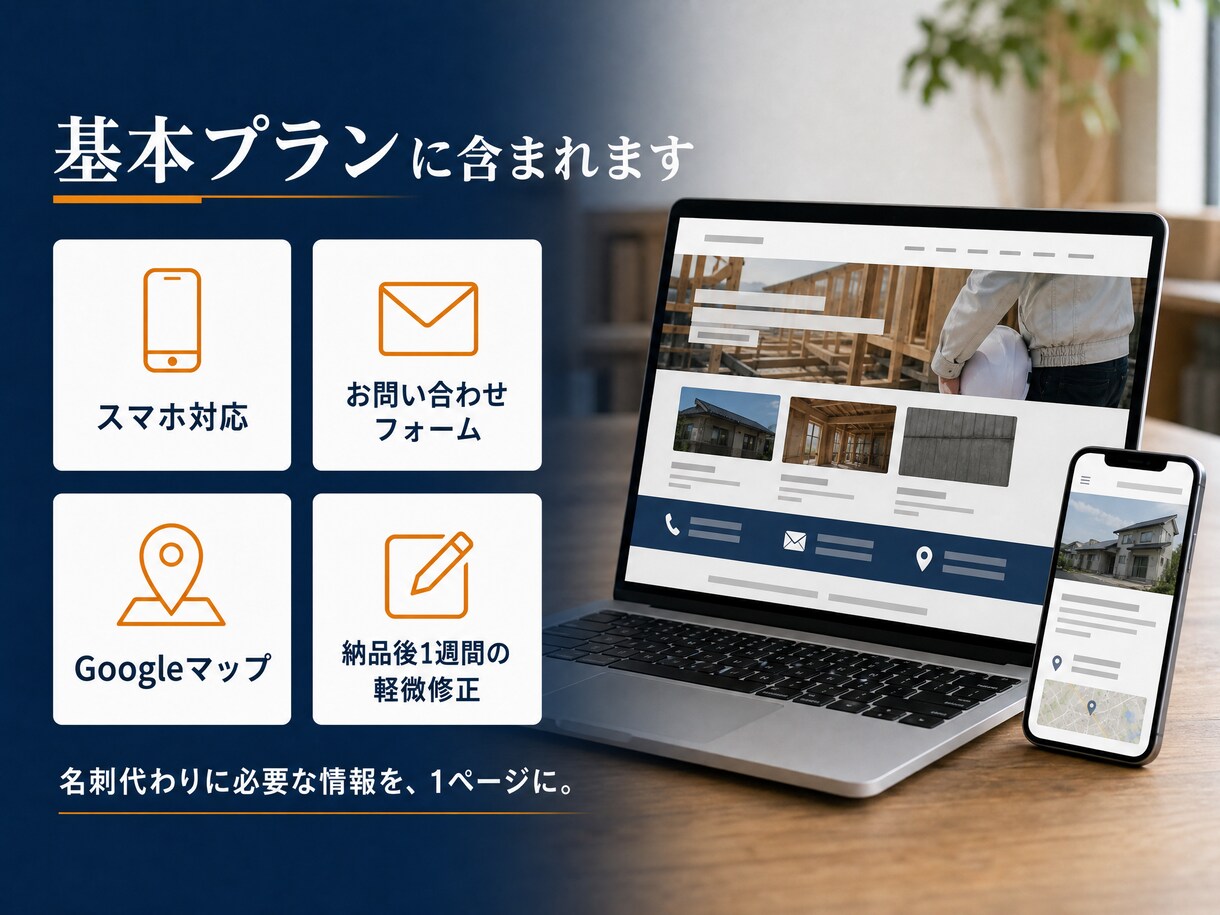 一人親方・職人向け名刺代わりのHP制作します 現場仕事を知る制作者が、信頼を伝えるサイトを作ります。 イメージ3