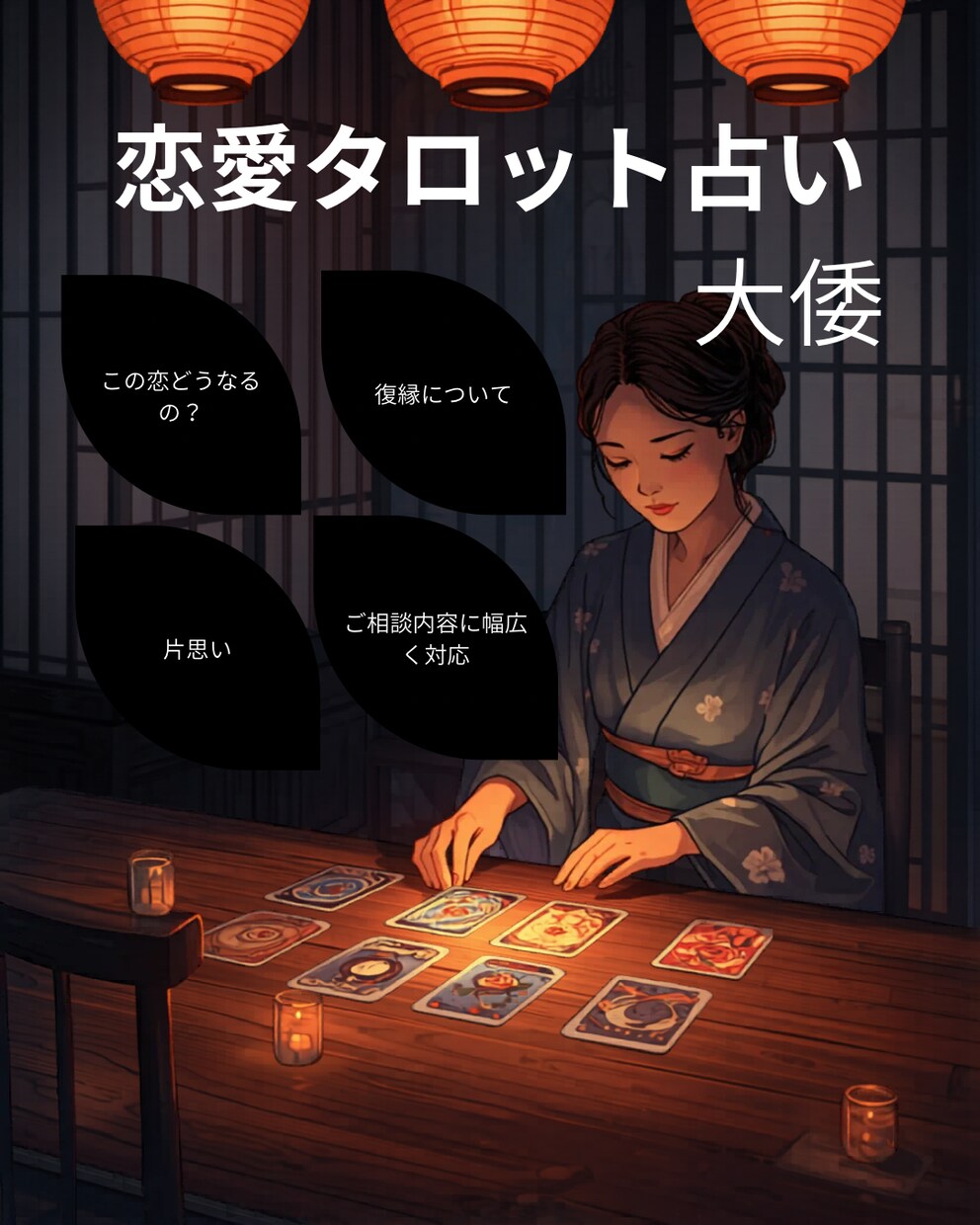 恋愛占い　進展はあるか・復縁の可能性などを占います あなたの恋愛のお悩みを、丁寧に読み解きます。 イメージ1