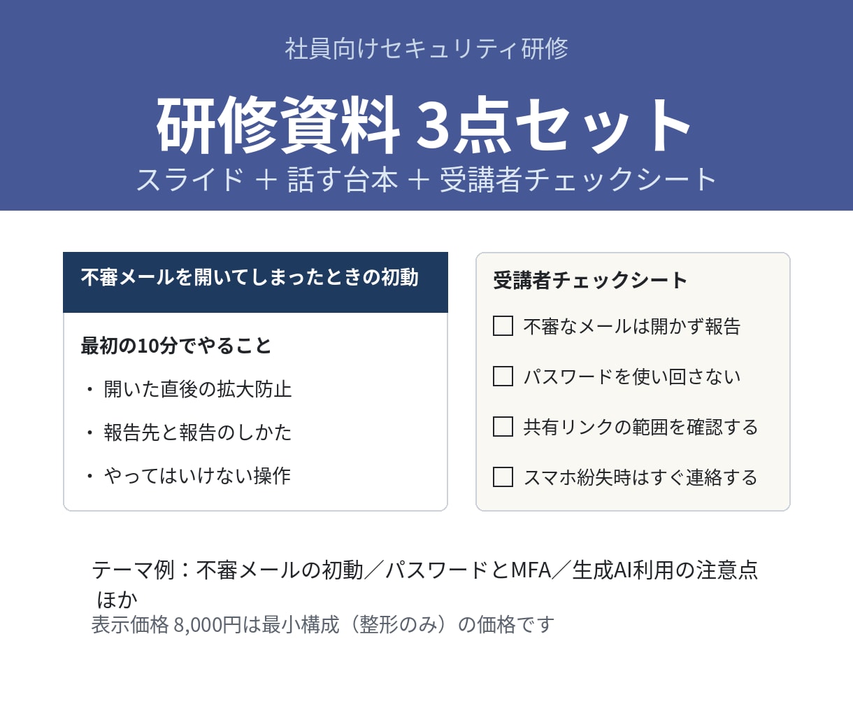 セキュリティ研修資料を作成します 自社の場面に合わせたスライド＋話す台本＋チェックシート イメージ1