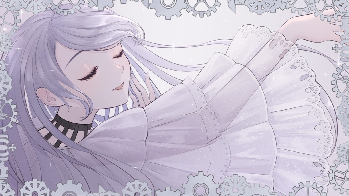 歌ってみた・オリジナル曲の一枚絵イラスト描きます かわいいキラキラした絵柄で描きます！レイヤー分け可能！ イメージ2