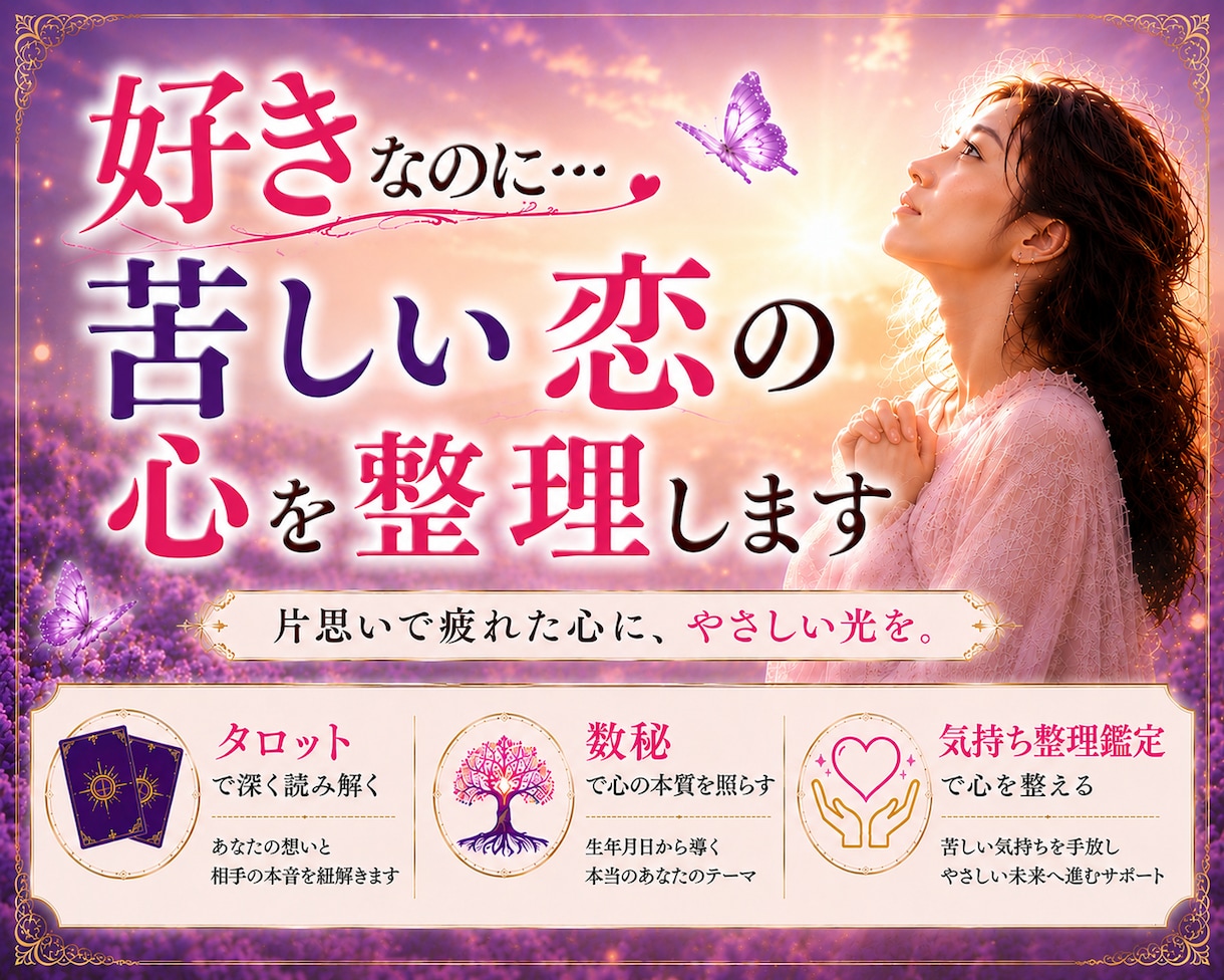 苦しい片思いの心を整え未来を読み解きます 自分を大切にしながら、恋と向き合えるようになります イメージ1