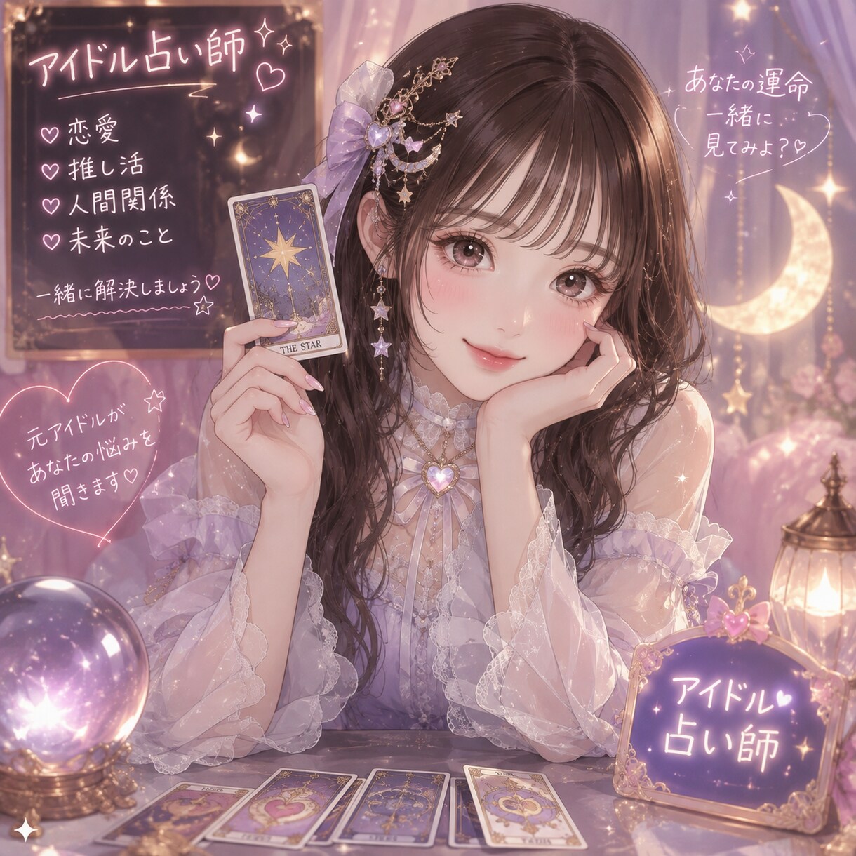 元アイドルが恋するあなたのお悩みに寄り添います 誰にも言えない悩み、タロットカードで相手の気持ちを占います イメージ1