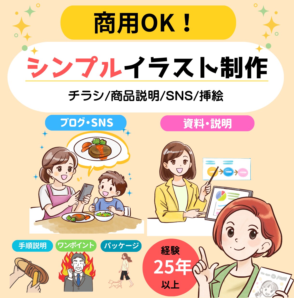 商品説明・チラシ用のシンプルイラスト描きます 商品の魅力が伝わる人物イラスト制作 イメージ1