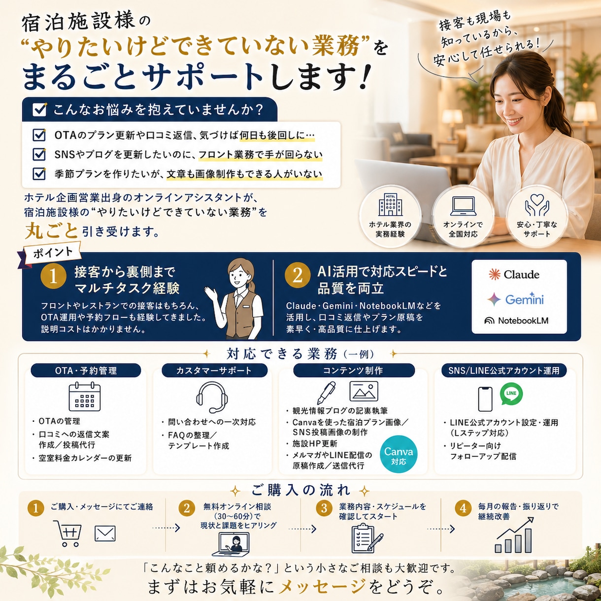 元ホテルマンが安心のカスタマーサポート対応します 旅にときめくオンラインアシスタント池田 イメージ1