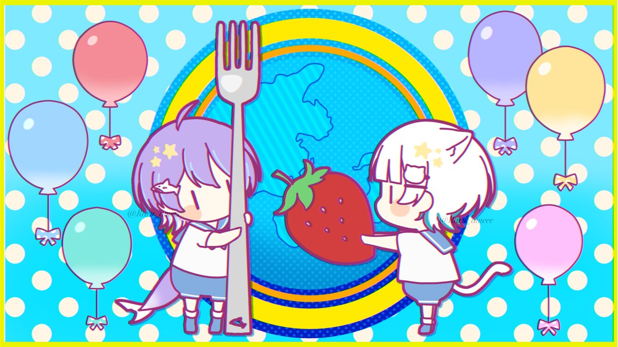 かわいいデフォルメ･SDイラストお描きします 1枚絵･アイコン･歌ってみた･グッズ用など！ イメージ2