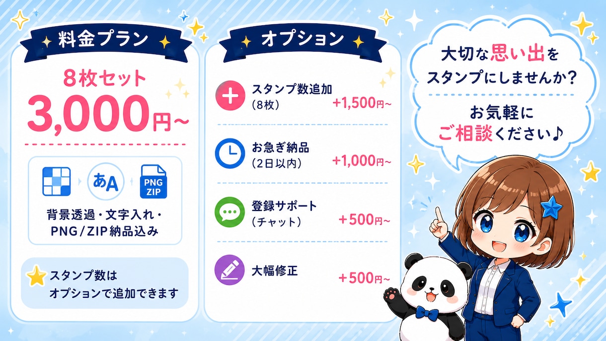 手描きイラストをLINEスタンプ化します スマホ写真からOK！思い出を形に♪ イメージ3