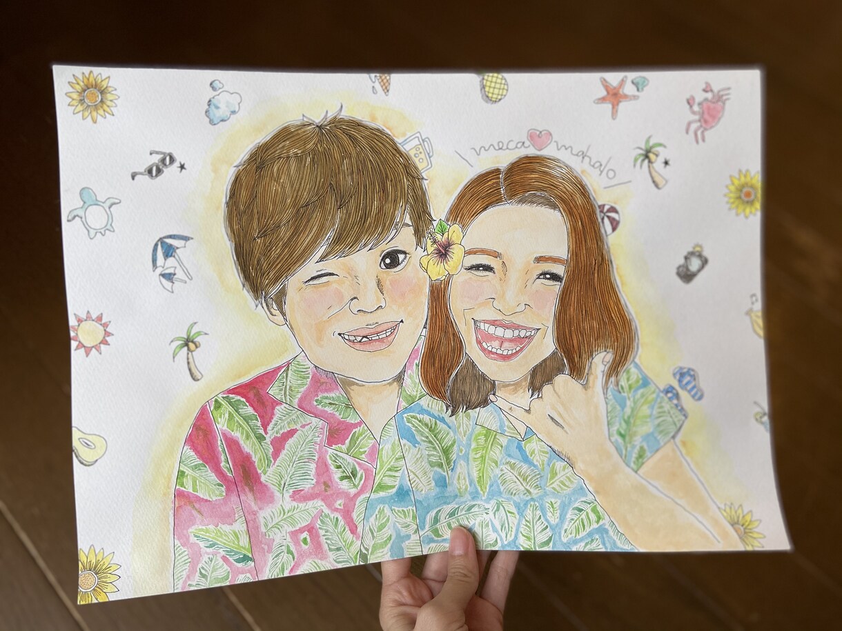 似顔絵かきます 優しくあたたかみのある水彩画似顔絵 イメージ2