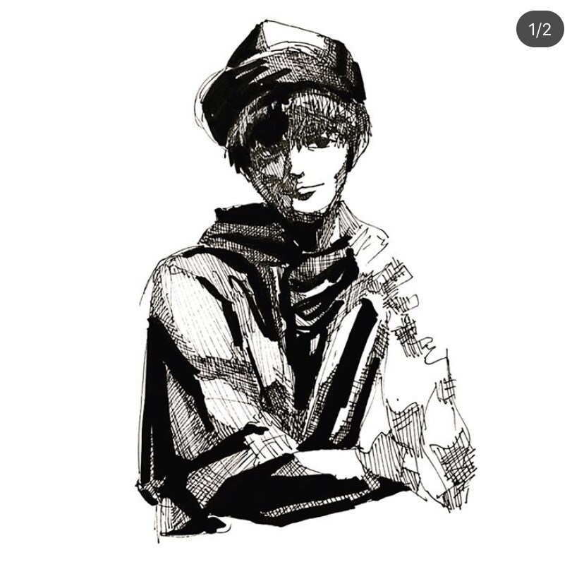 手描き風似顔絵、イラストお描きます アナログ調のモノクロでシックな似顔絵やイラストをご提供します イメージ9