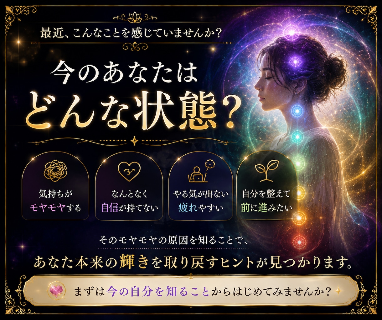 オーラ分析×Healyで今のあなたを読み解きます チャクラバランスを可視化｜遠隔波動調整＋カードメッセージ付き イメージ2