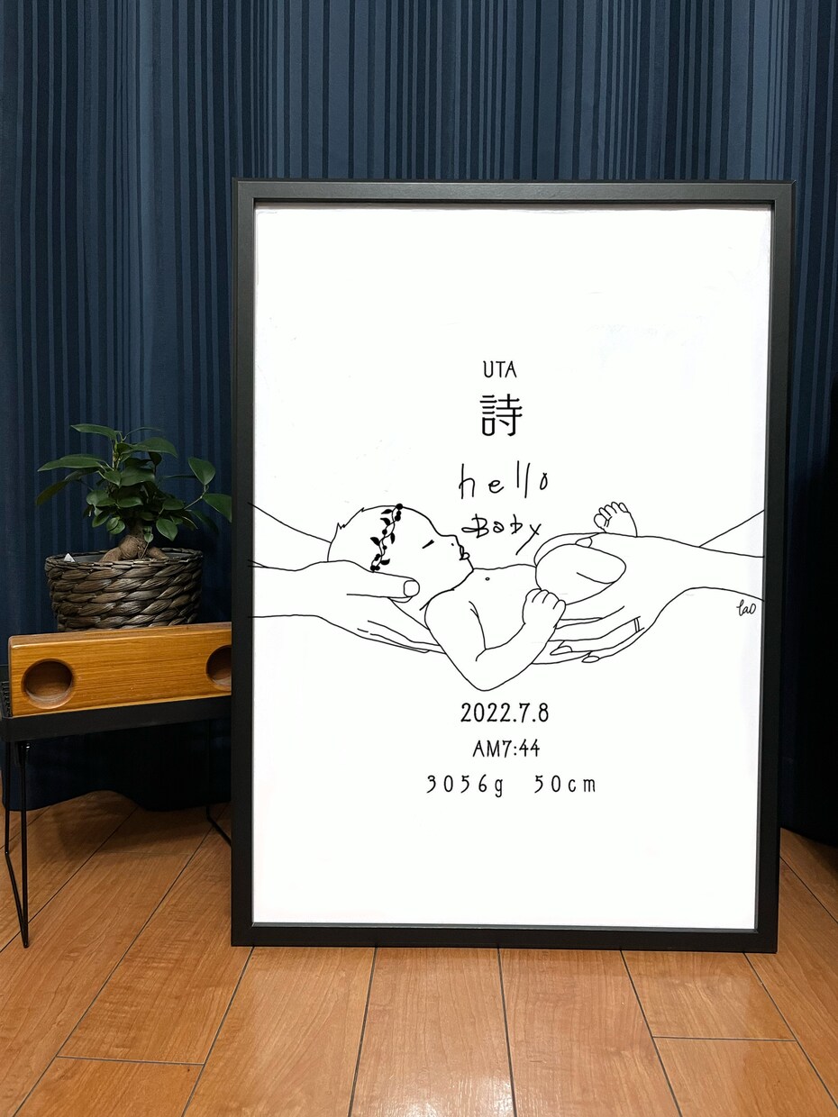 似顔絵命名書作成！ずっと飾れる大切に描きます 初めてのプレゼント、生まれたての似顔絵と大切なお名前を形に イメージ1