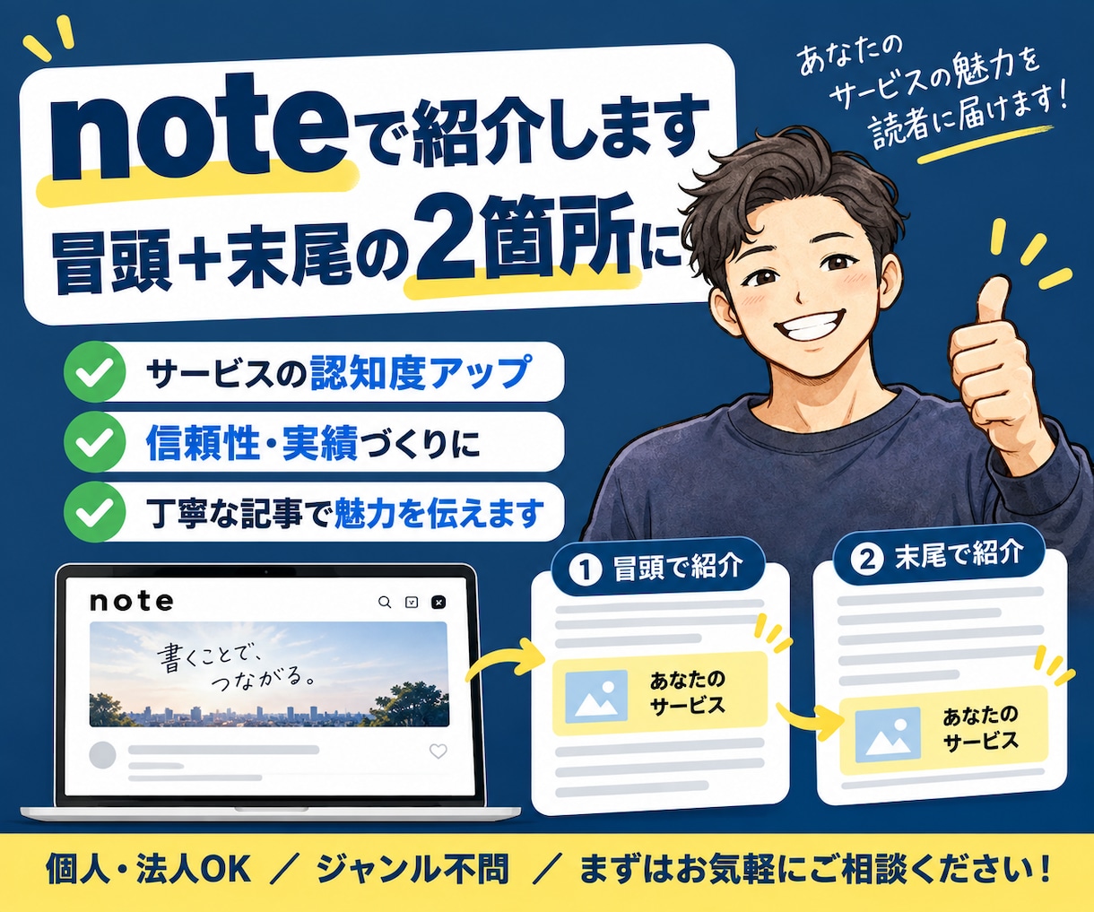 noteであなたを紹介します 副業パパのnote｜150字の紹介文つき イメージ1