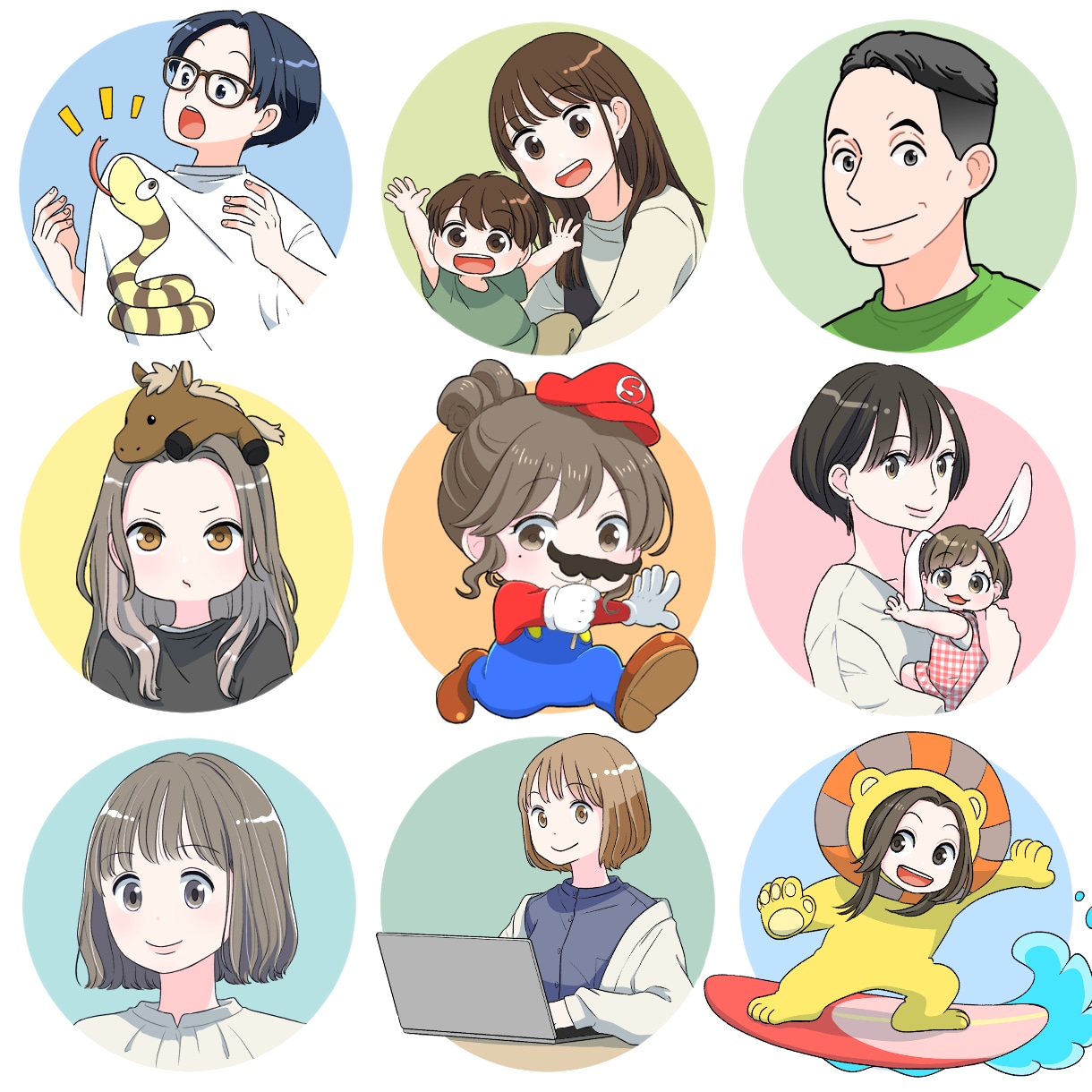 ラフ修正無制限！かわいく個性的なアイコンを描きます ビジネスにも◎ ペット追加、人物追加なども追加料金なしです！ イメージ4