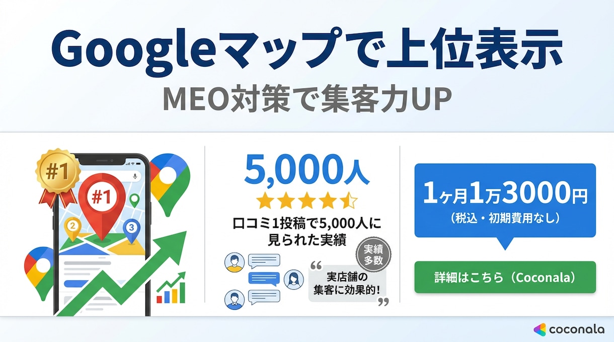 グーグルマップ上位表示にします MEO対策グーグルマップ上位表示にします。 イメージ1