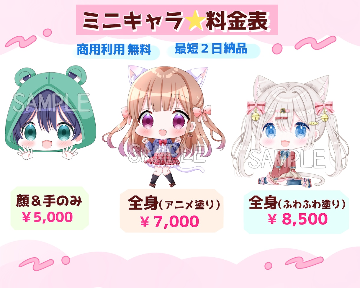 最短２日☆ぷにっとかわいいミニキャラを描きます ミニキャラならおまかせ下さい！迅速に可愛いをお届けします！ イメージ2