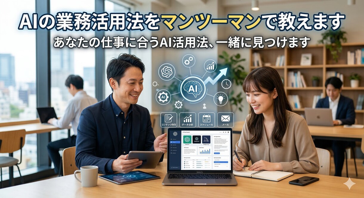 AIの業務活用法をマンツーマンで教えます あなたの仕事に合うAI活用法、一緒に見つけます イメージ1
