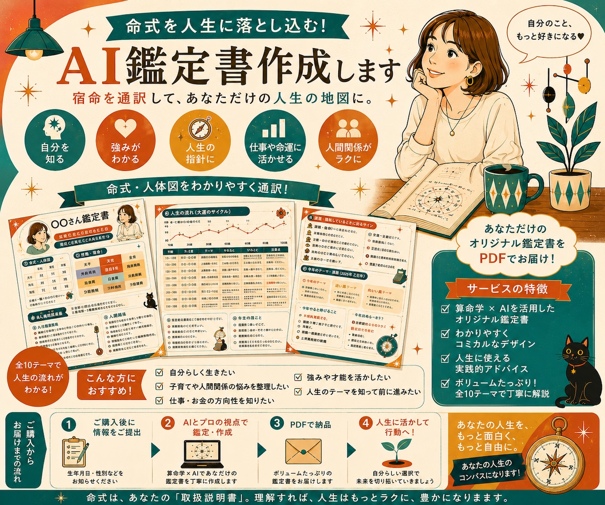 命式を人生に落とし込むAI鑑定書作ります 算命学の命式を“読む”だけでなく人生で使える言葉へ翻訳します イメージ1
