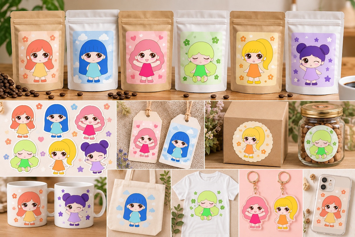 商品やグッズに使えるオリジナルイラストを制作します パッケージやラベル、グッズなど幅広い用途に対応します イメージ1
