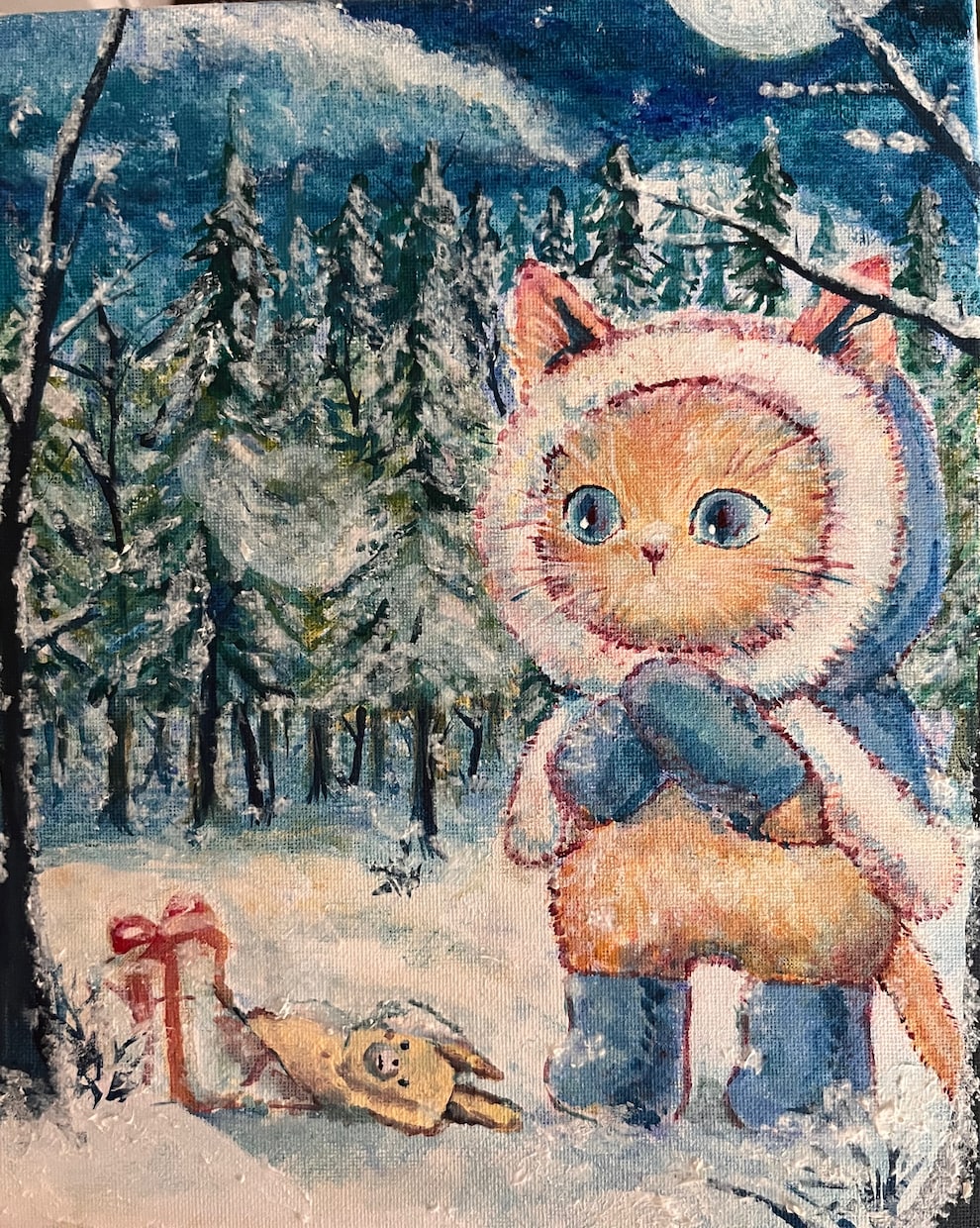 アナログでアクリル画をキャンパスに描きます 動物やぬいぐるみが好きな方、癒される作品を心がけています。 イメージ1
