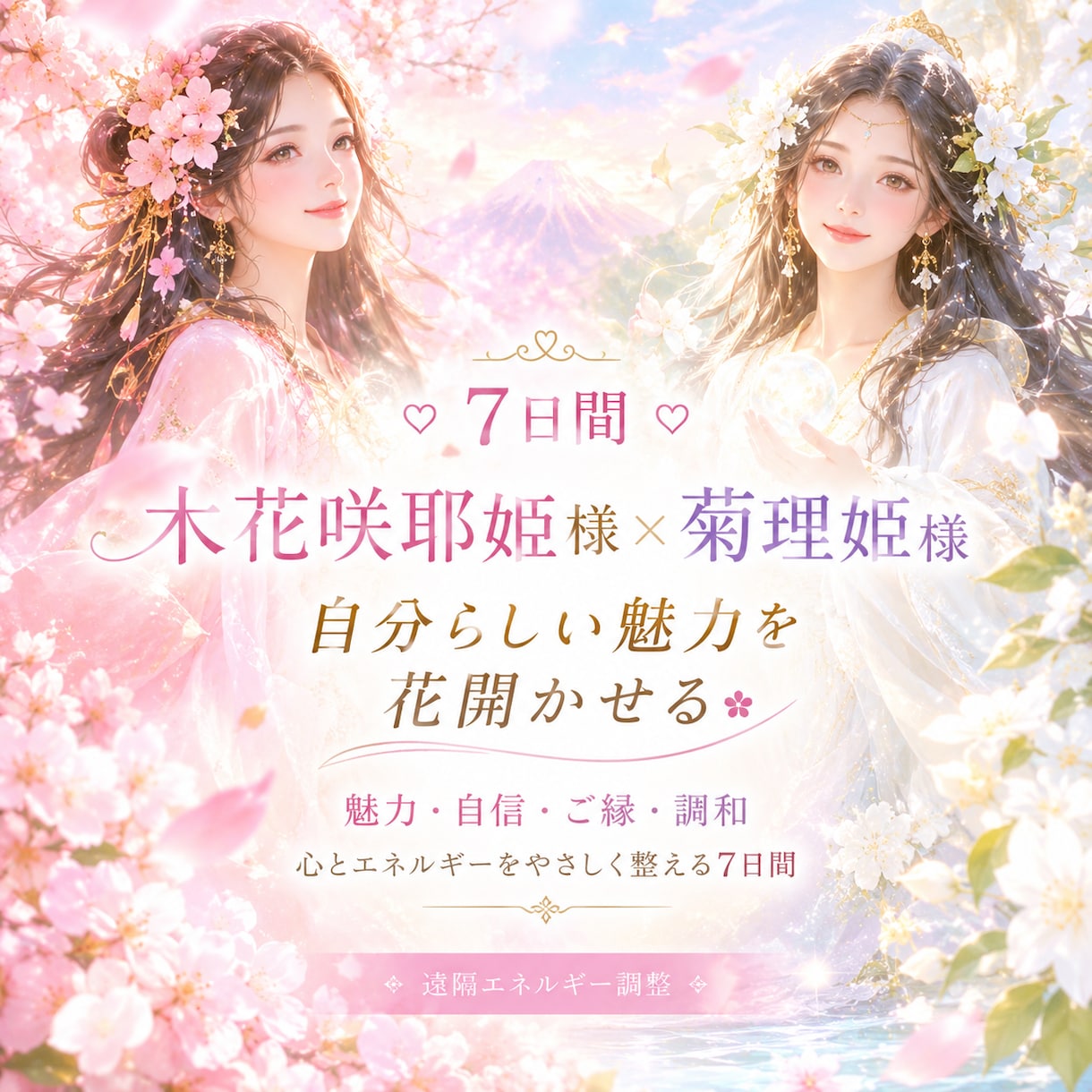 神様をテーマにした7日間の遠隔ヒーリングします 菊理姫さまと木花咲耶姫さま♡7日間の癒し時間♡ イメージ1
