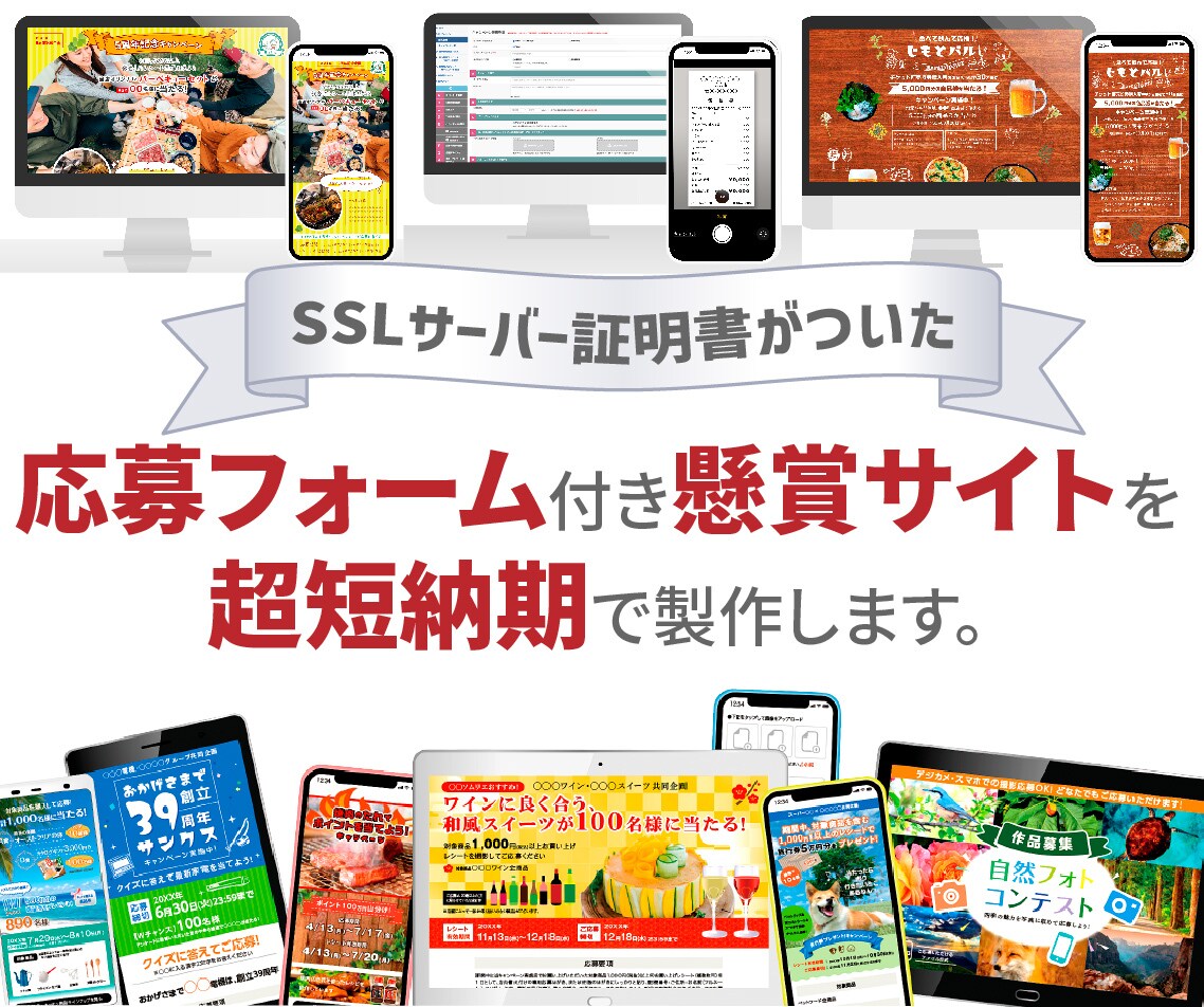 懸賞サイトを超短納期で製作します 商品PRや集客イベントにおすすめ!10日間無料体験付き。 イメージ1