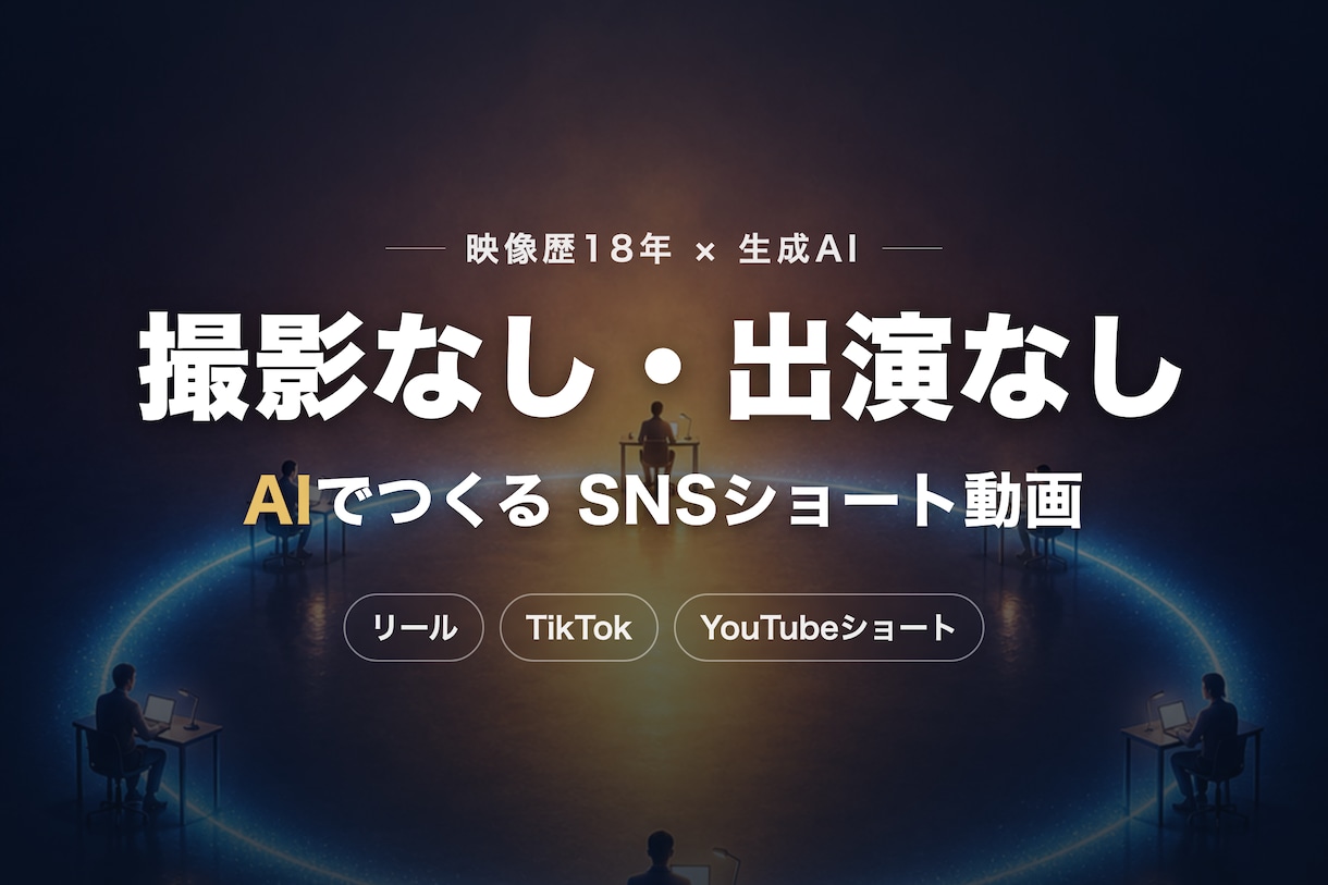 AIで撮影不要のSNSショート動画作ります 編集歴15年×生成AI。撮影なしで“伝わる”縦型動画を。 イメージ1