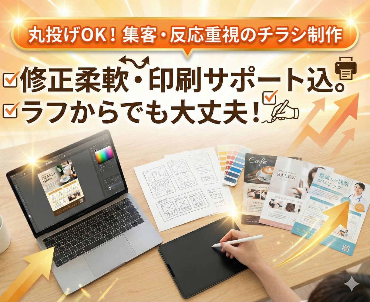 修正柔軟！反応が変わるプロ品質のチラシ制作します 専門用語不要。印刷入稿サポート込。ラフ書きからでもOK。 イメージ1