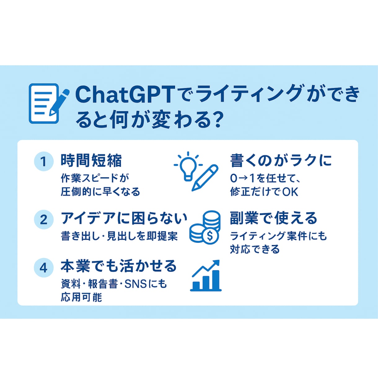 ChatGPTでのライティング方法を優しく教えます 初心者向け！その場で一緒に作る！AIライティング体験講座 イメージ3