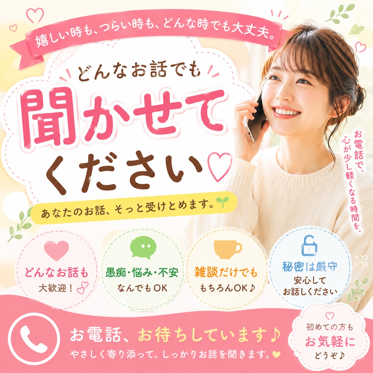 あなたの気持ちをやさしく受け止めます 愚痴も悩みもどんな事でも！あなたのお話聞かせてください♪ イメージ1