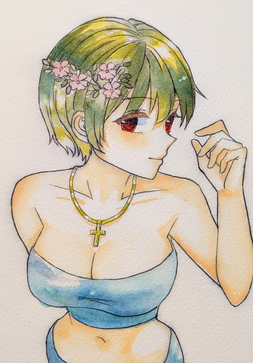 少女のイラストを描きます 透明水彩を使った作品を作ります イメージ1