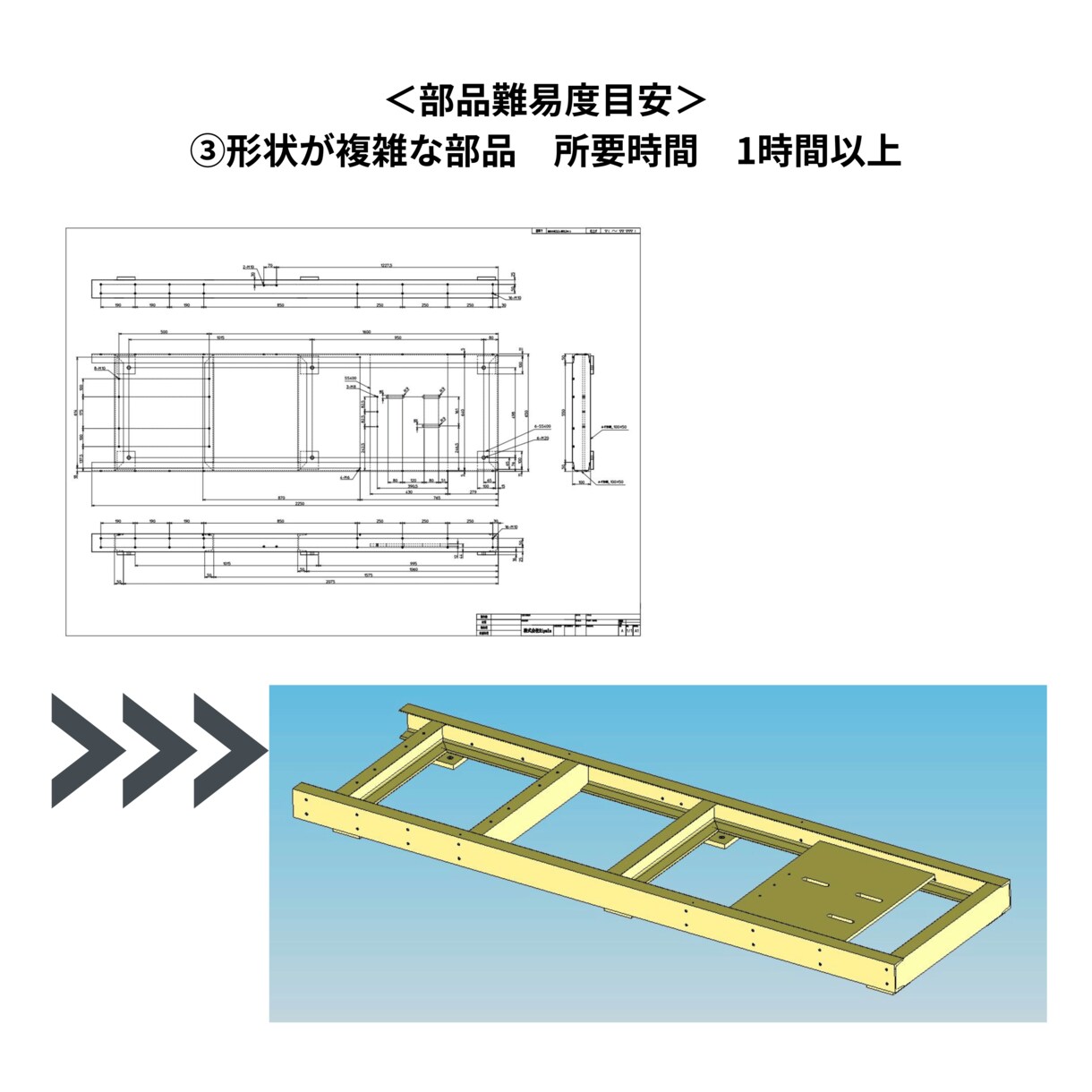 2D図面を3Dモデルに変換します ⇨ノンヒストリーCADなので、スピーディーに3D変換が可能 イメージ3