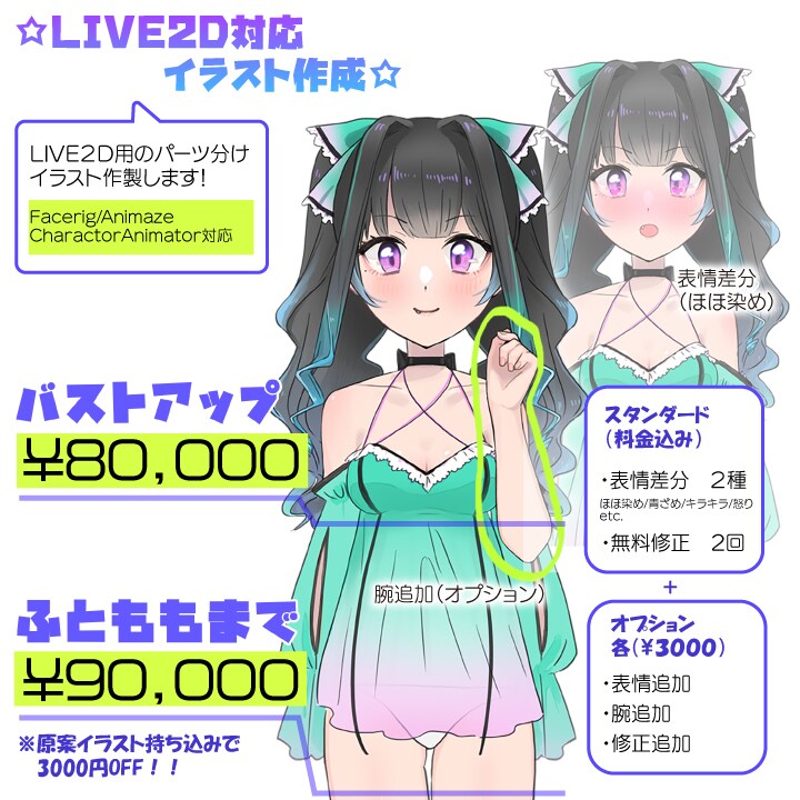 美少女イラスト作成・LIVE2Dモデリング致します キャラクターデザインからイラスト制作、モデリングまで行います イメージ2