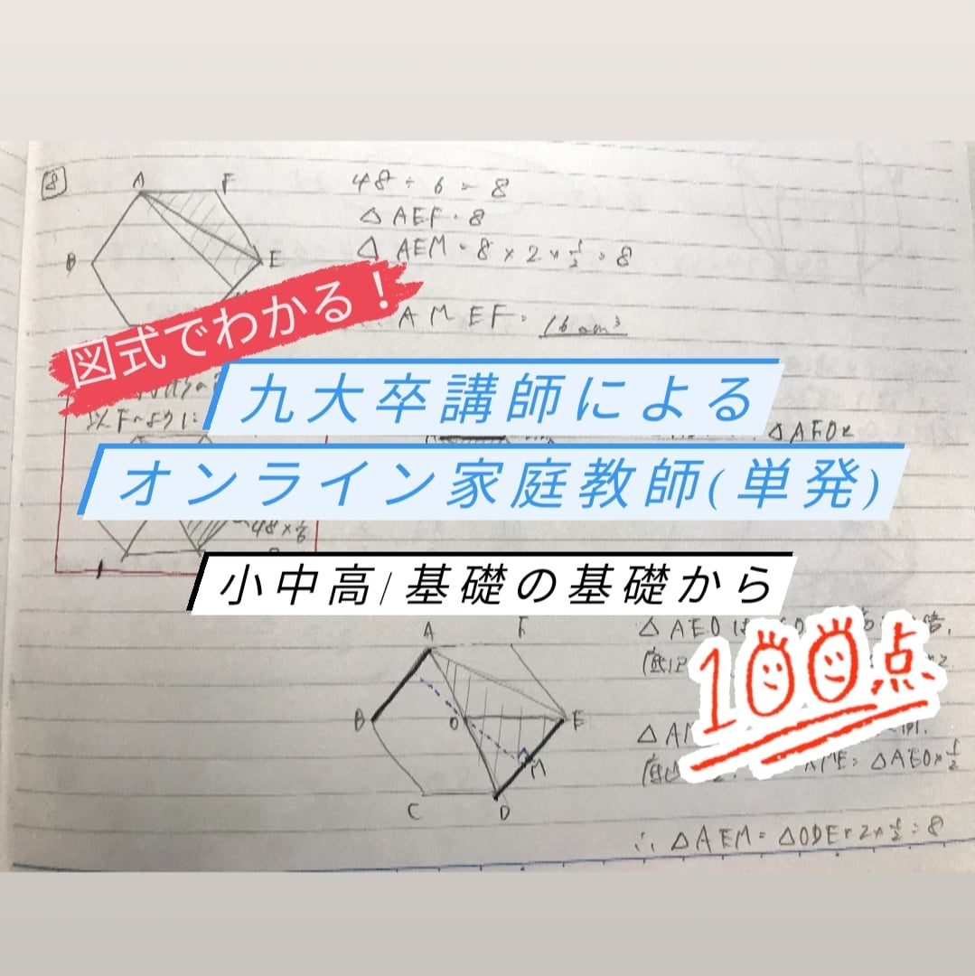 図式で理解！九大卒講師がオンライン家庭教師をします 単発利用/英数/平均点以下～受験/人気講師/平日土日問わず イメージ1