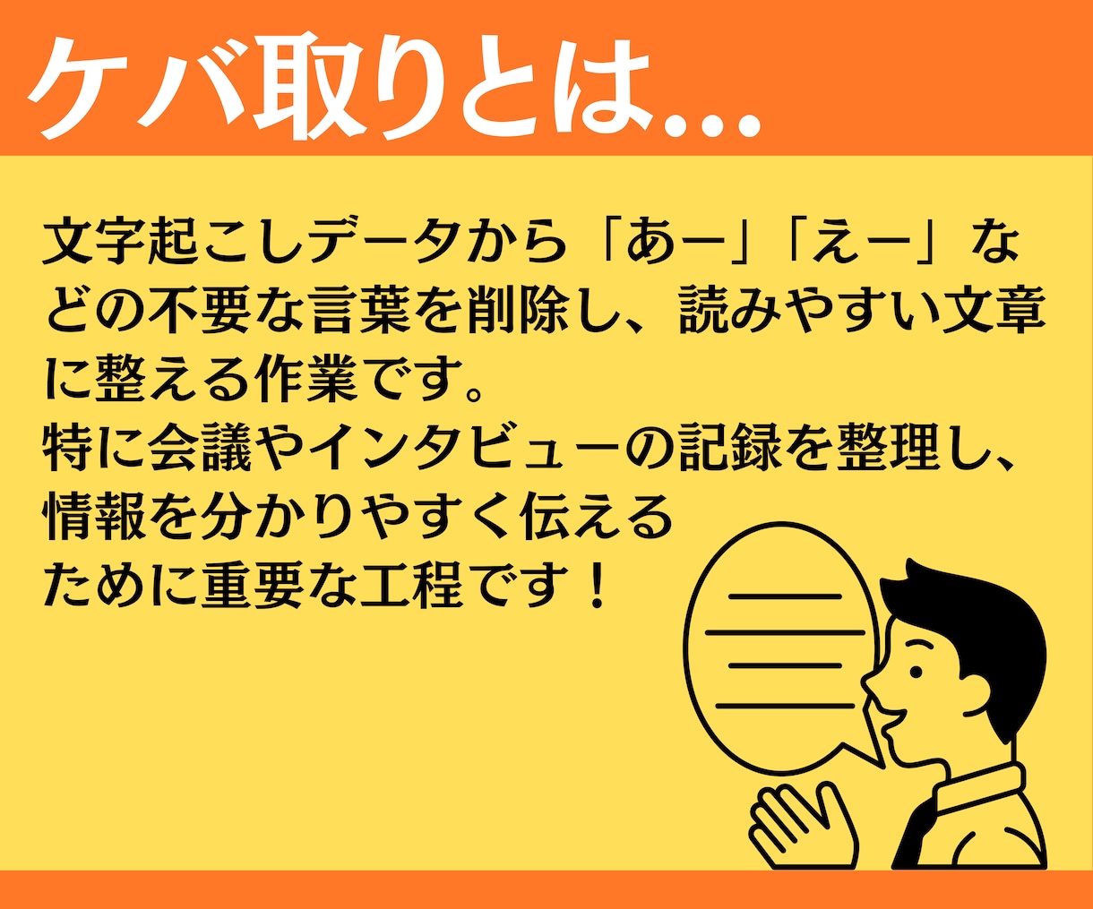 30分まで1,500円！文字起こします ケバ取り・タイムスタンプ・話者分離で対応いたします。 イメージ3