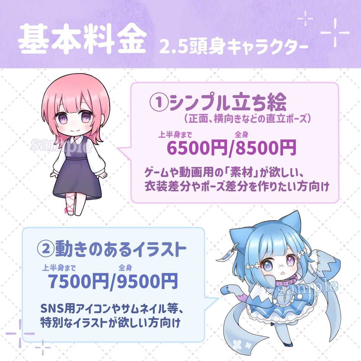 ２.５頭身のキャラクターイラストお描きします 動画やSNSアイコンに使えるイラストが欲しい方に イメージ3