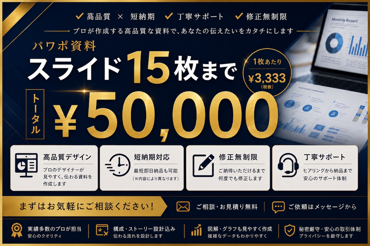BtoB向け　伝わる資料でプレゼンを成功へ導きます 洗練されたデザインでビジネスを加速させるプレゼン資料作成代行 イメージ1