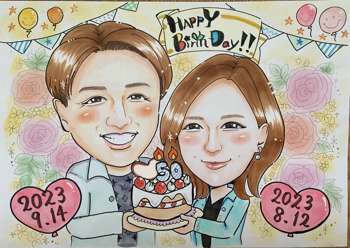 額縁付！結婚記念日、カップル記念日の似顔絵描きます ⭐︎送料無料！記念日をもっと特別に。世界に一つだけの似顔絵 イメージ8