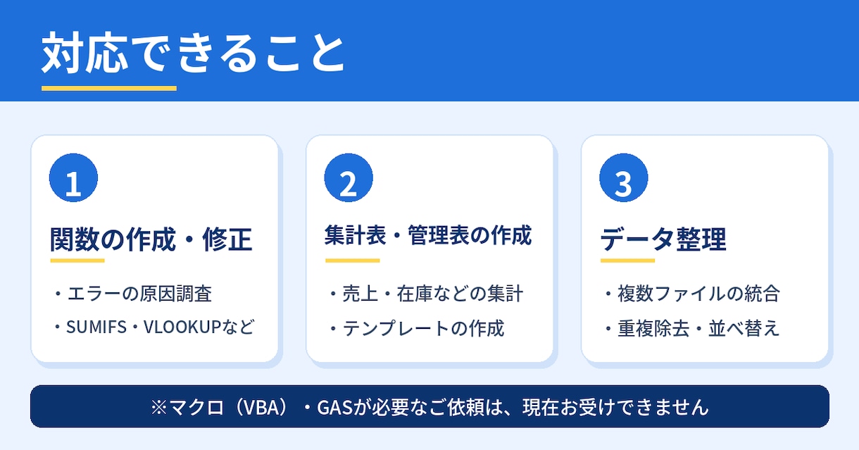 Excel・スプレッドシートの関数作成・修正します エラー解決から集計表づくりまで丁寧に対応します イメージ2