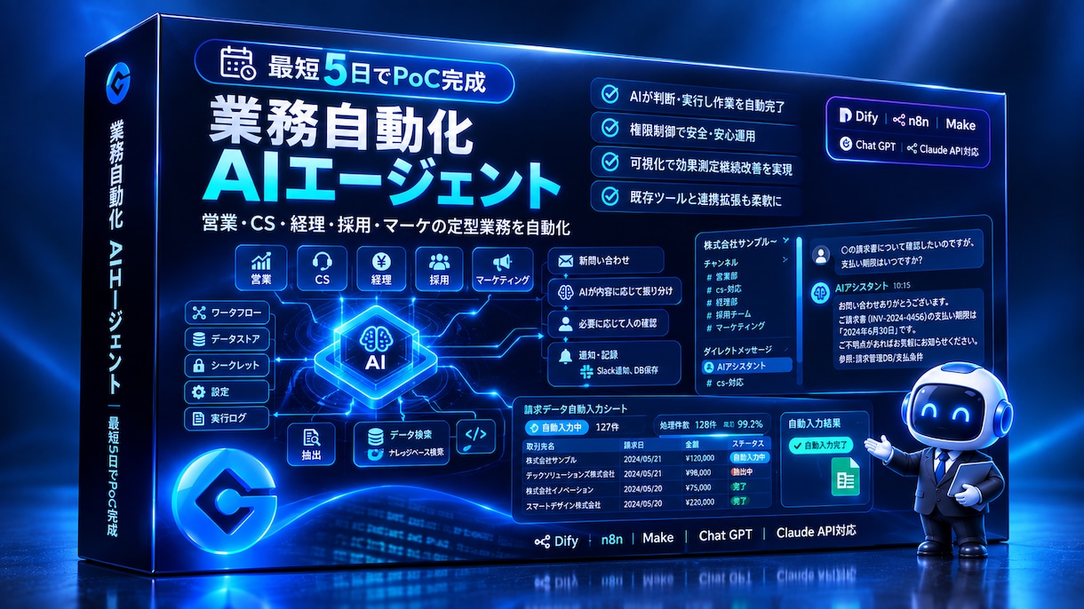 Difyで業務AIワークフローを構築します 転記・要約・返信業務をAIで自動化 イメージ1