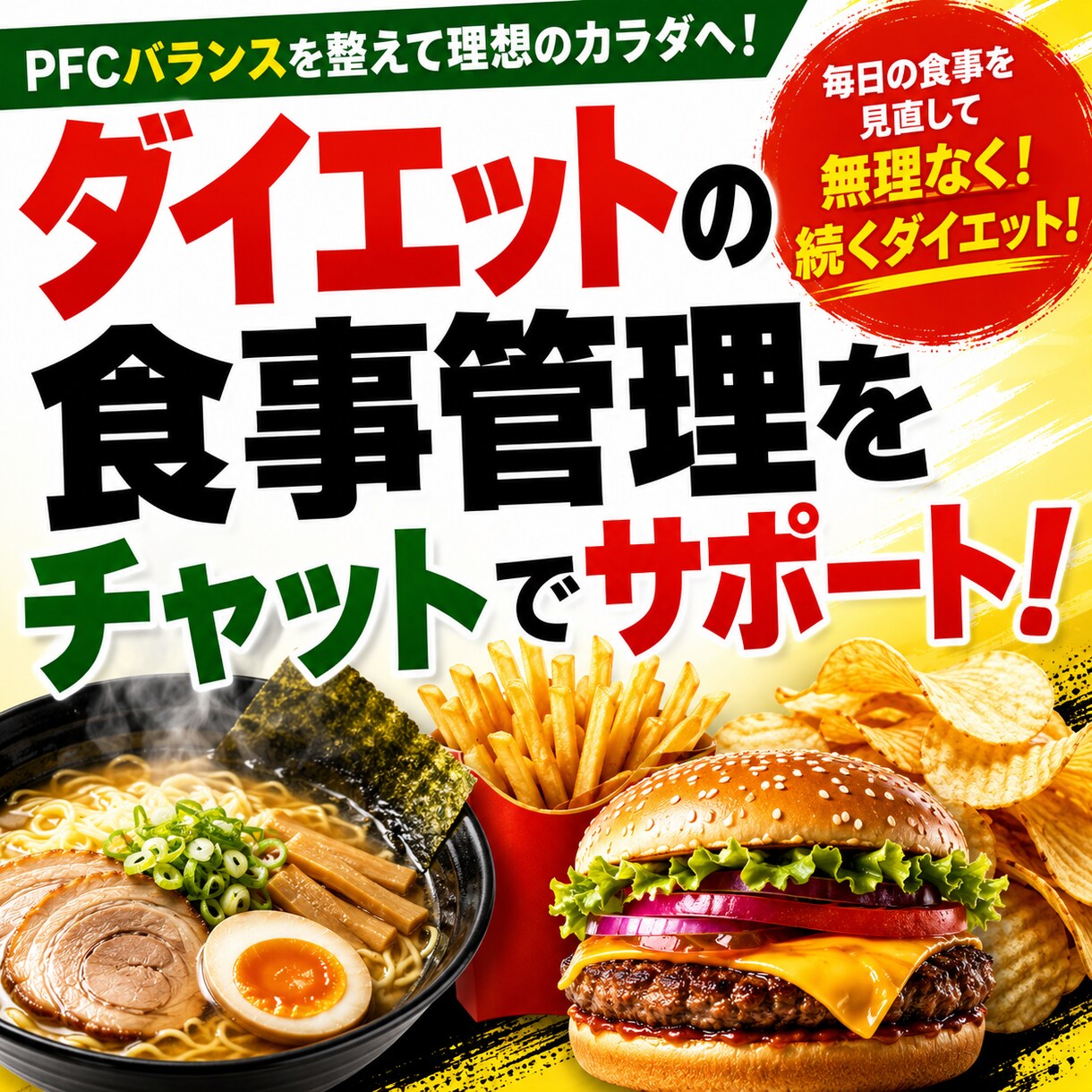 食事管理、運動で痩せる体を目指します 1ヶ月で−3キロ！食べながら理想の体へ イメージ1