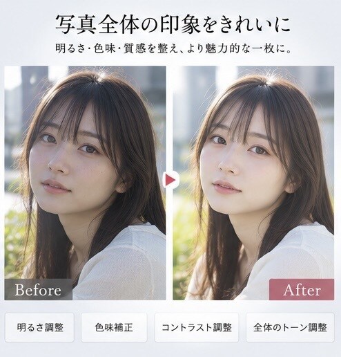 自然な写真を目指しつつ、理想的な写真に仕上げます 「盛りすぎない。でも、ちゃんと綺麗。」 イメージ3