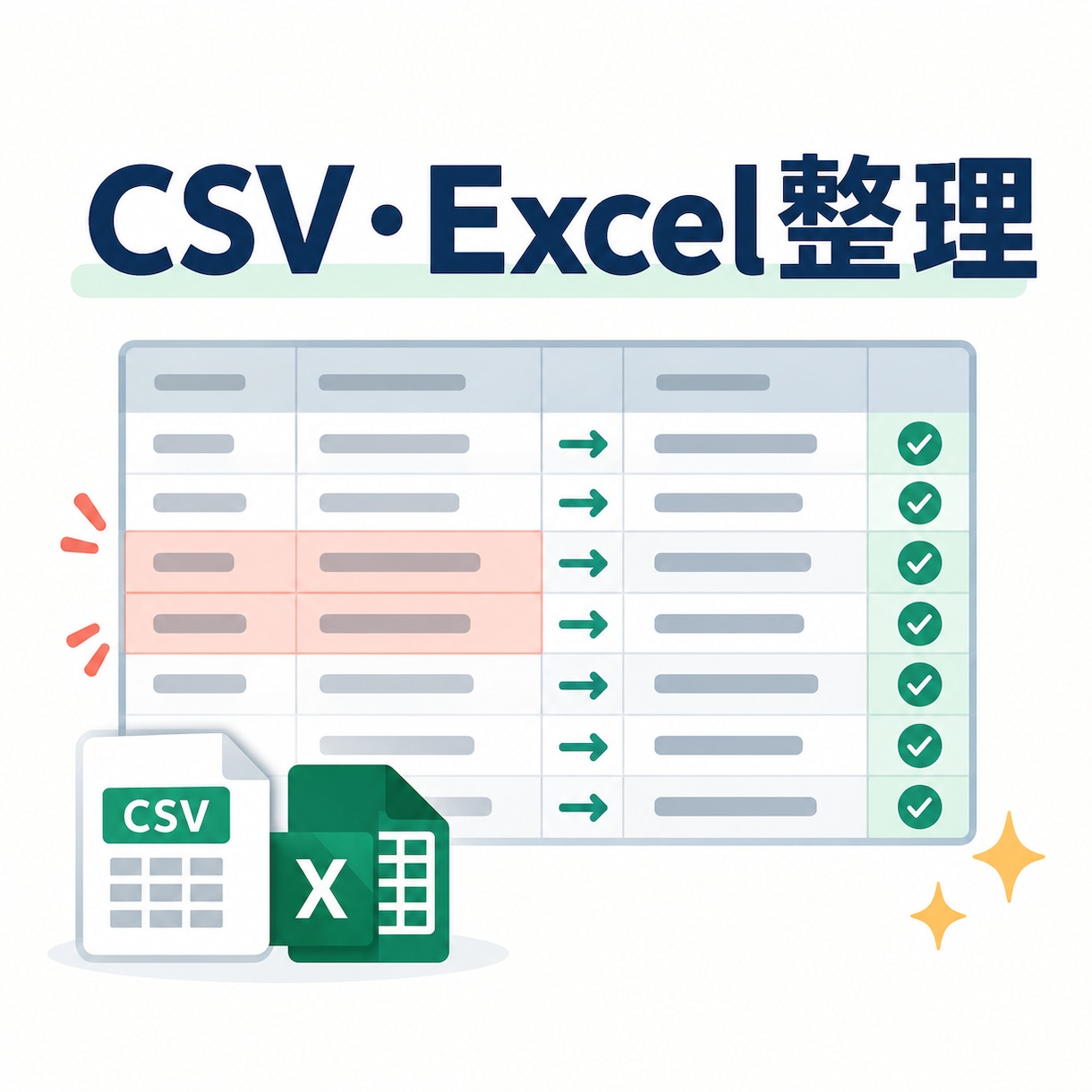 CSV・Excelデータを整理します 表記統一と重複候補を丁寧に整理いたします イメージ1