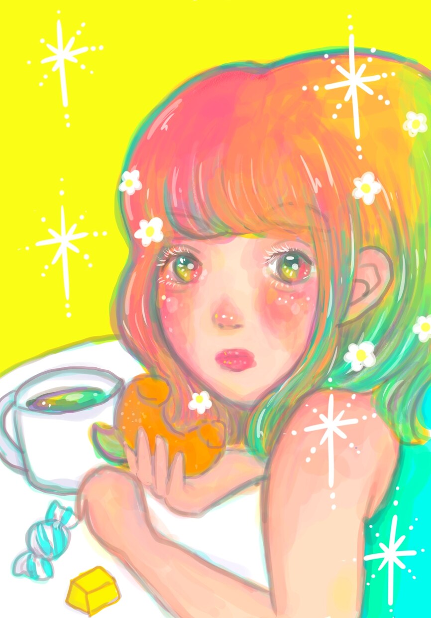 厚塗りでお洒落な雰囲気の似顔絵描きます おしゃれで可愛い似顔絵、イラスト。アイコンやサムネにどうぞ。 イメージ9