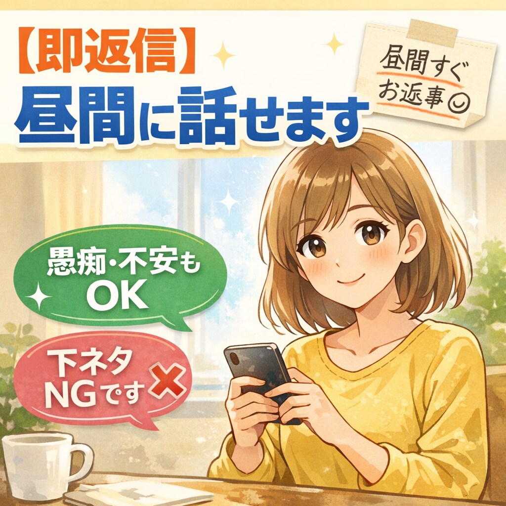 昼間に話せます 昼間にすぐ話せて安心できるチャットです イメージ1