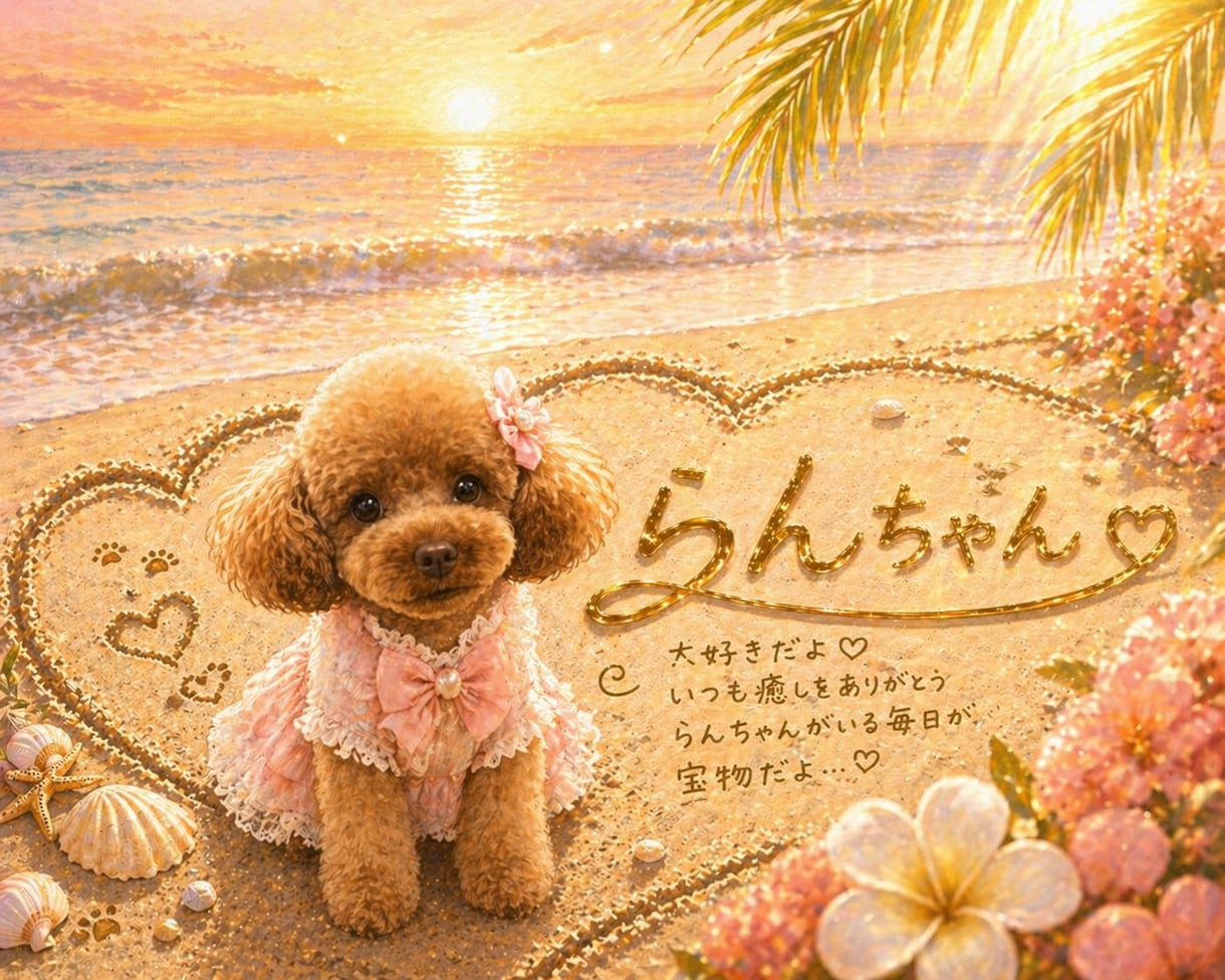 うちの子を海の砂アート風に名前入り画像作ります 誕生日・記念日・プレゼントにもおすすめです イメージ2