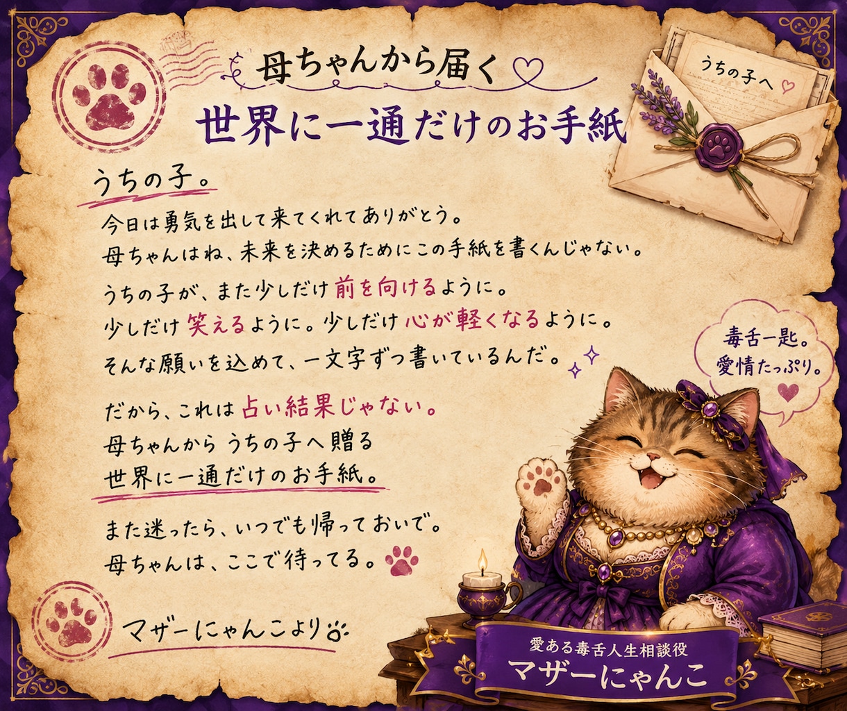 手相占い×人生相談｜心に寄り添います 母ちゃんが心を込めて、鑑定書（PDF）を届けるよ。 イメージ6