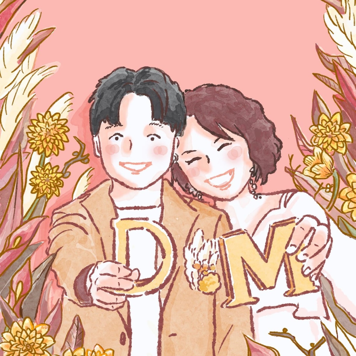 あたたかい雰囲気のウェルカムボードを描きます データお渡し！結婚式アイテム・プレゼントにも。 イメージ2