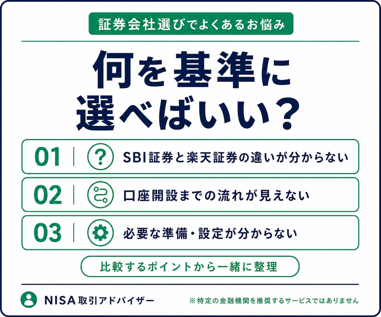 新NISAの証券会社選びから開始まで伴走します 口座をまだ持っていない初心者向け｜選び方から伴走 イメージ2