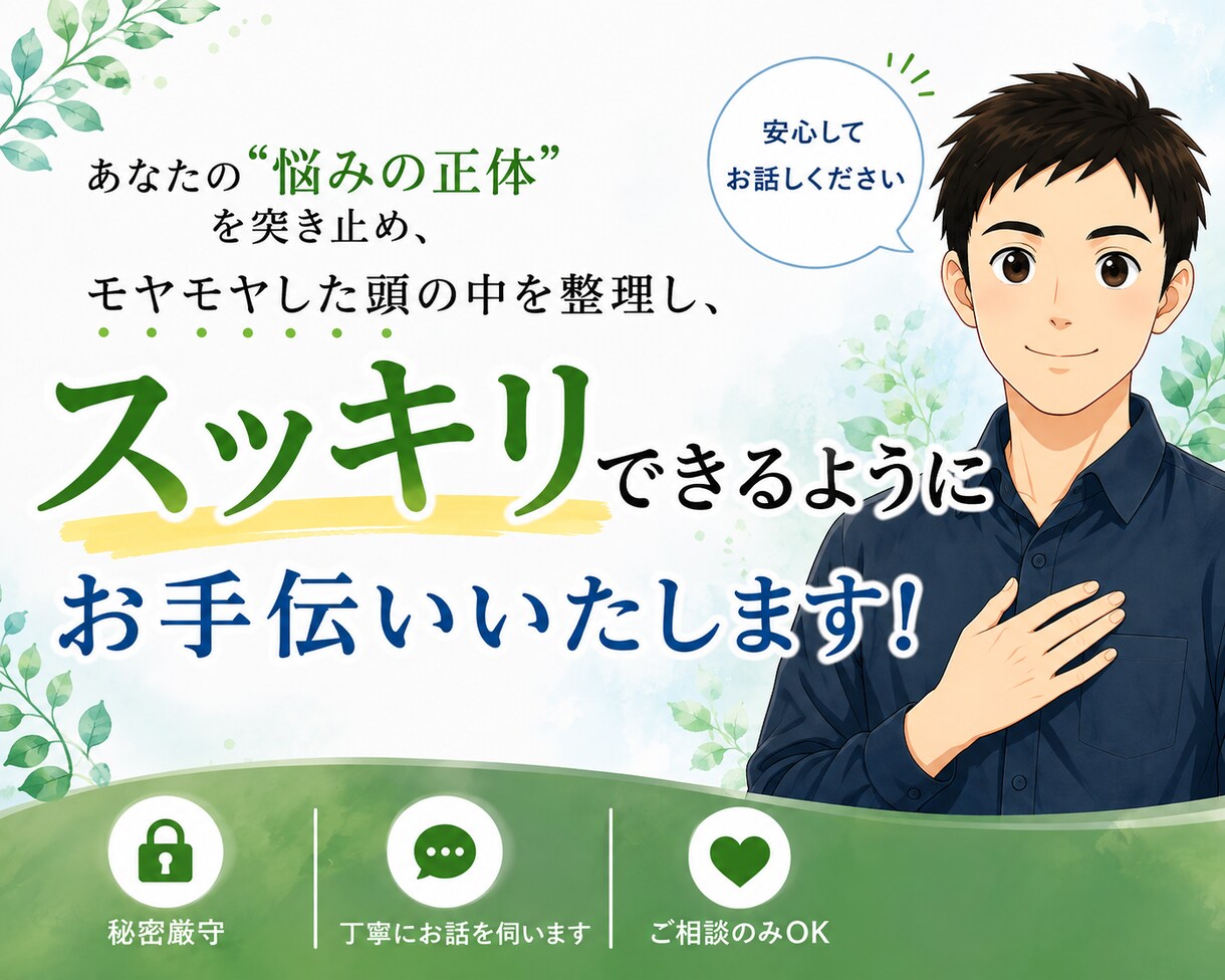 あなたのモヤモヤした頭の中を整理します どのようなモヤモヤでも構いません！気軽にお願いいたします！ イメージ1