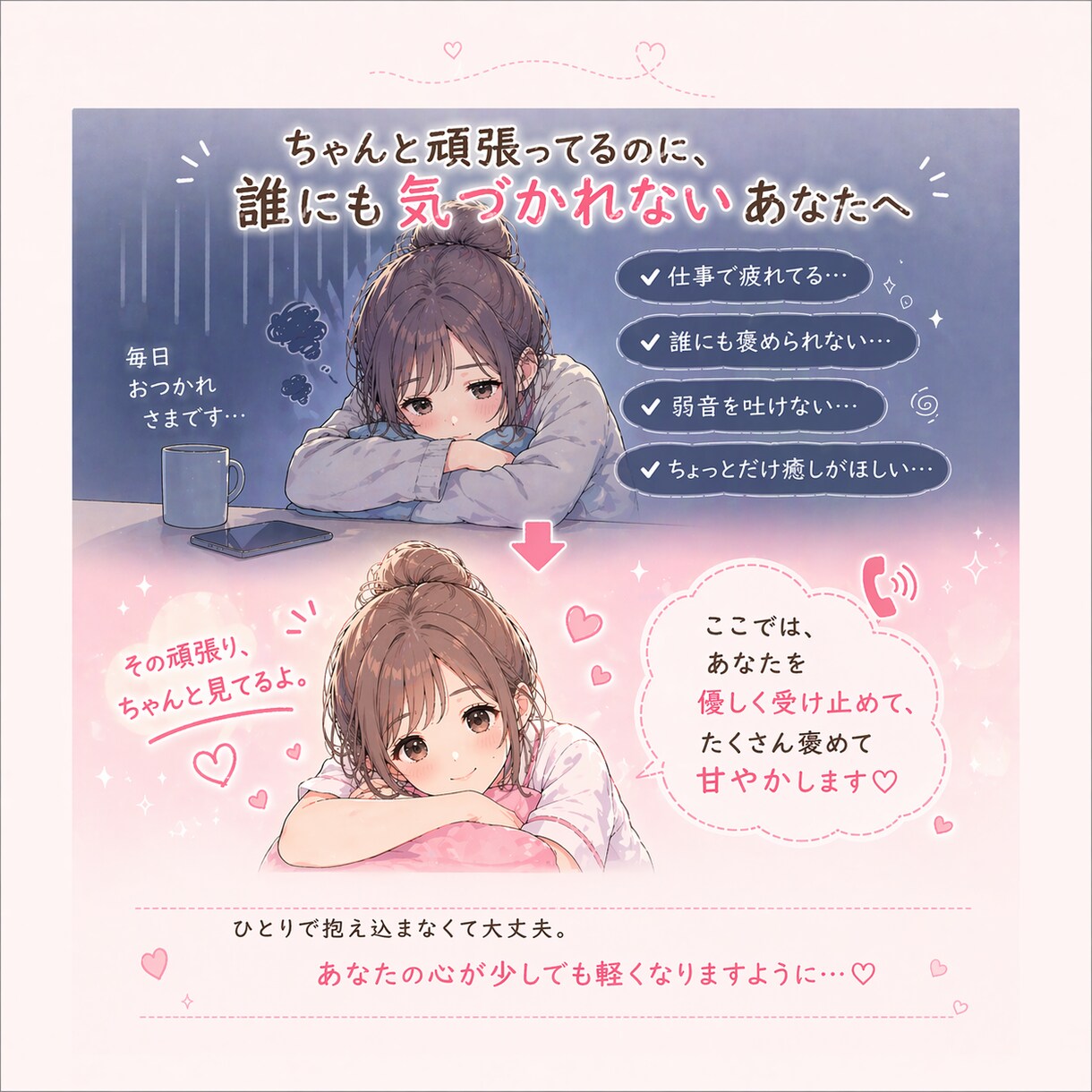 ナースがあなたを甘やかします 頑張る人のための癒し時間♡優しく受け止めます♡ イメージ2